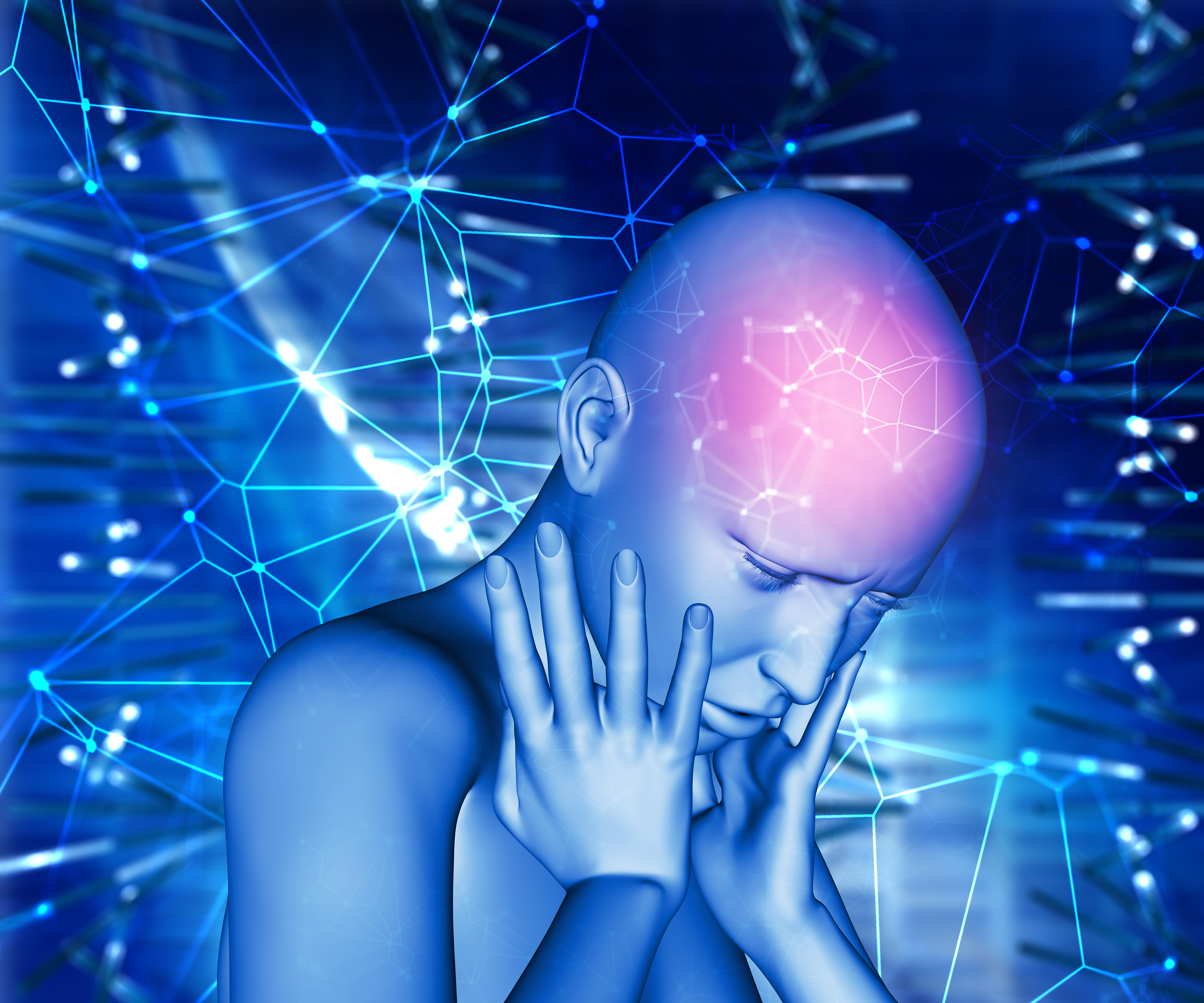 3d female with pain head